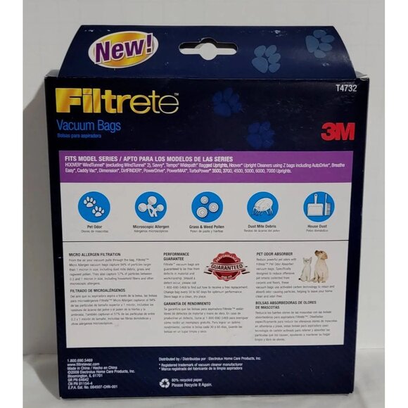 Filtrete Vacuum Bags Pet Odor Absorber Hoover Y&Z Micro Allergen w/Carbon Techno - Picture 2 of 2